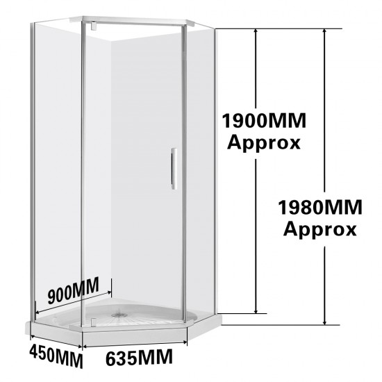 900*900*1900mm Swing Door Diamond Shower Box